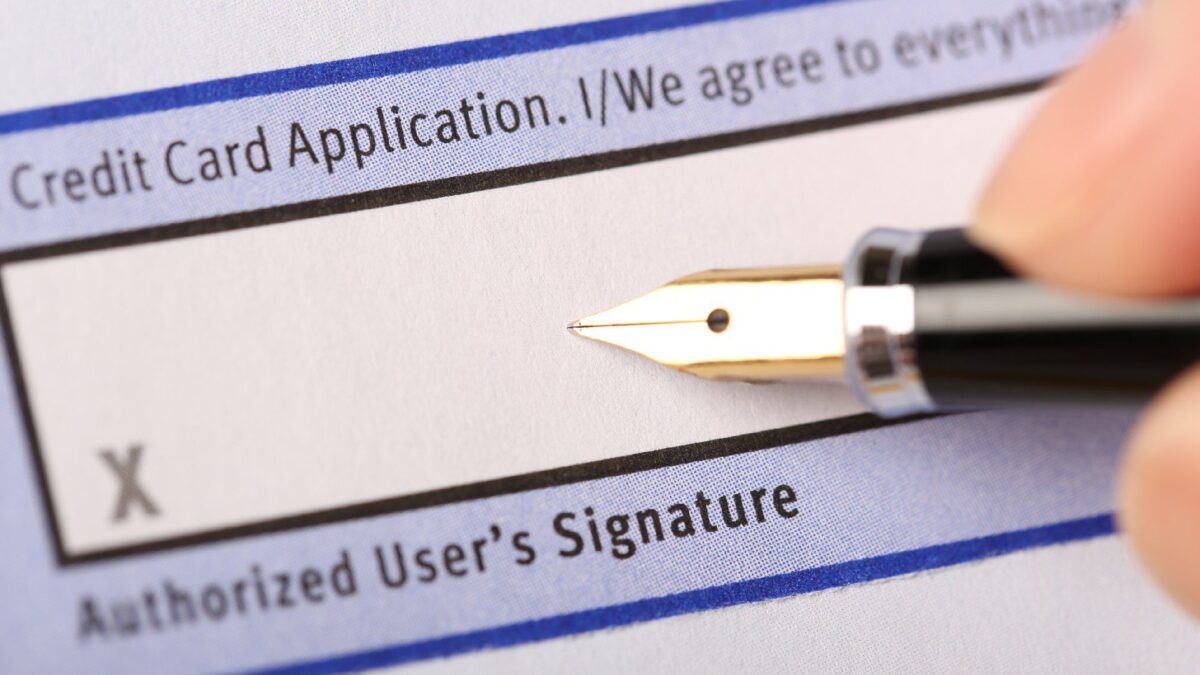 an authorized user's signature on a credit card application