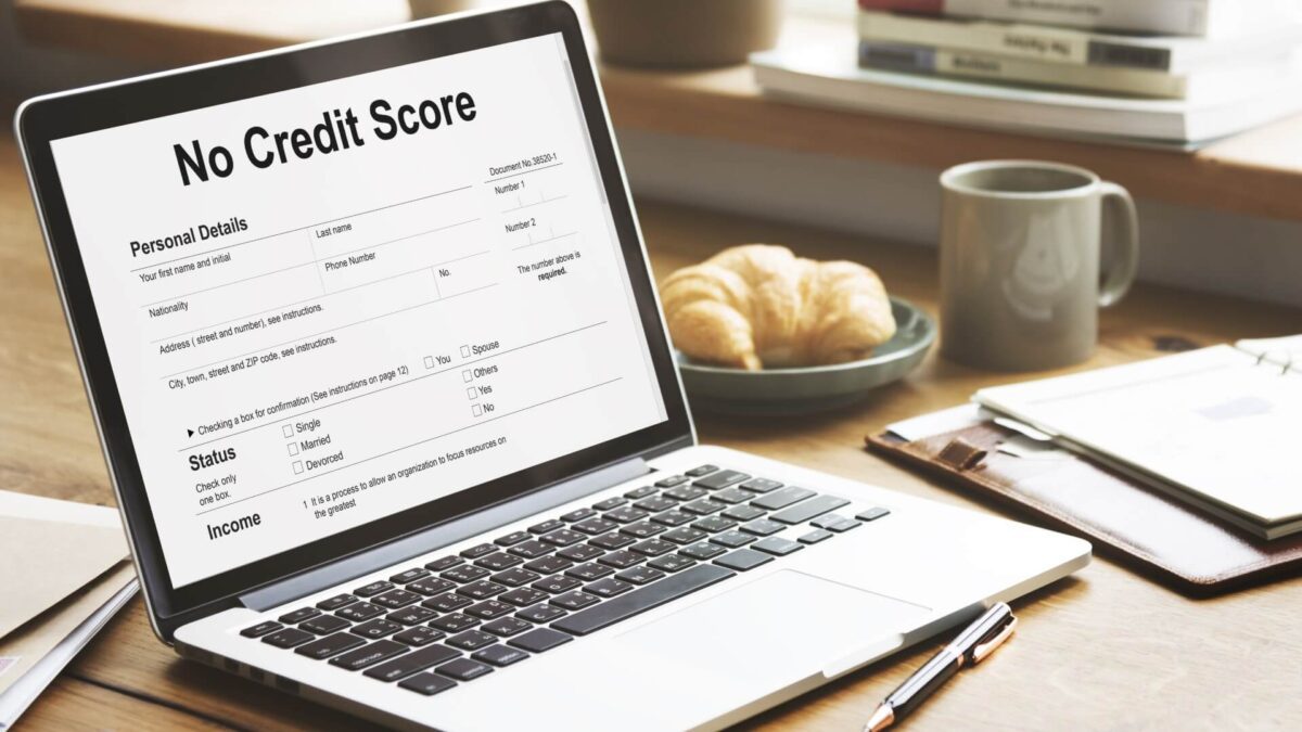 is no credit better than bad credit? a laptop computer with a “no credit score” form