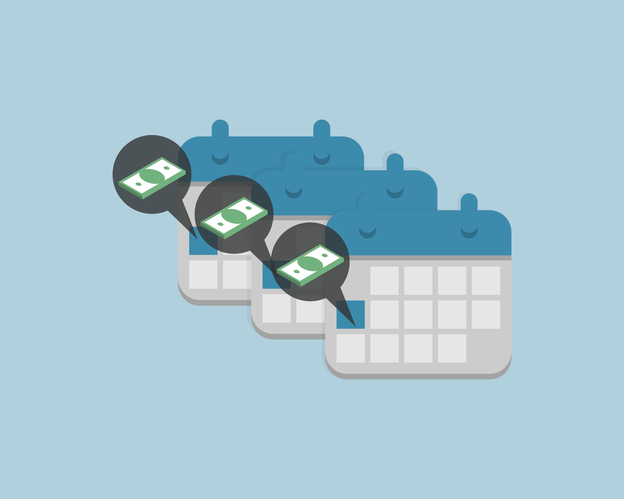 Graphic depicting monthly payments on a calendar 