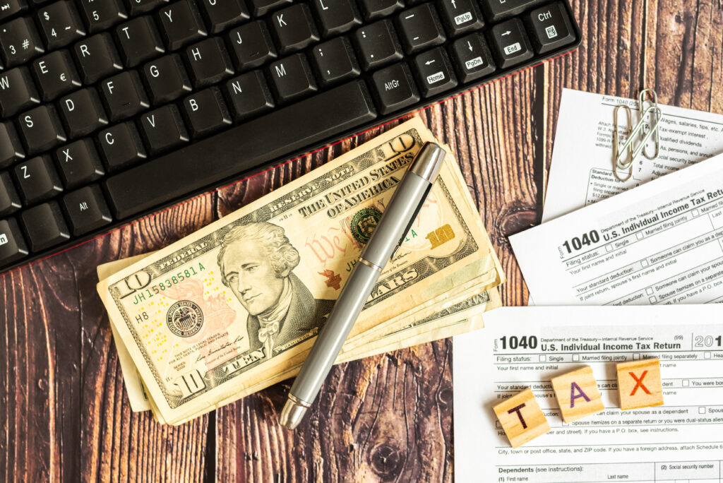 Money on the table to pay taxes